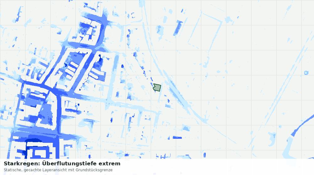 Statische Kartenansicht: Starkregen: Überflutungstiefe extrem