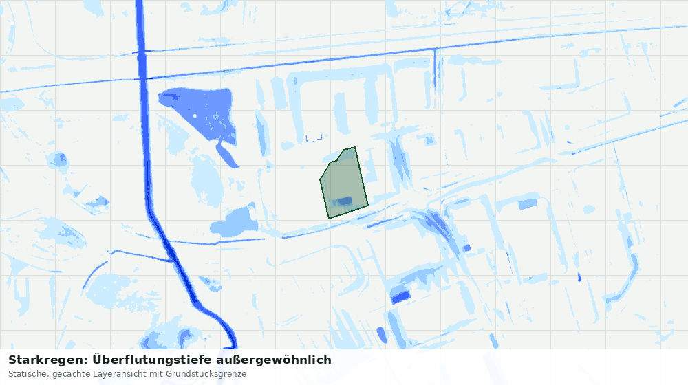Statische Kartenansicht: Starkregen: Überflutungstiefe außergewöhnlich