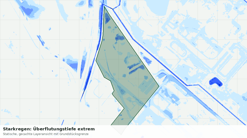 Statische Kartenansicht: Starkregen: Überflutungstiefe extrem