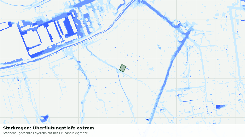 Statische Kartenansicht: Starkregen: Überflutungstiefe extrem