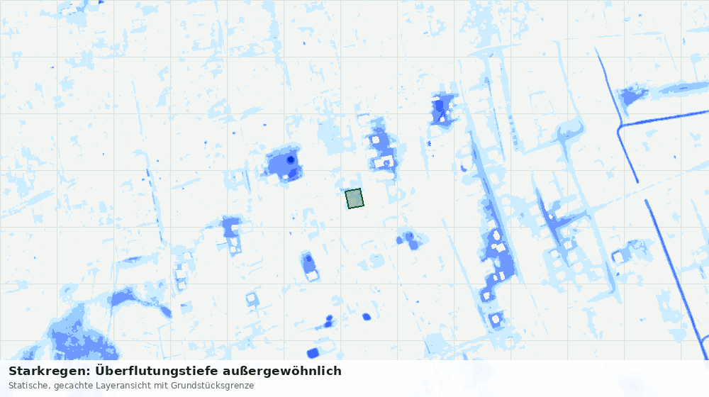 Statische Kartenansicht: Starkregen: Überflutungstiefe außergewöhnlich