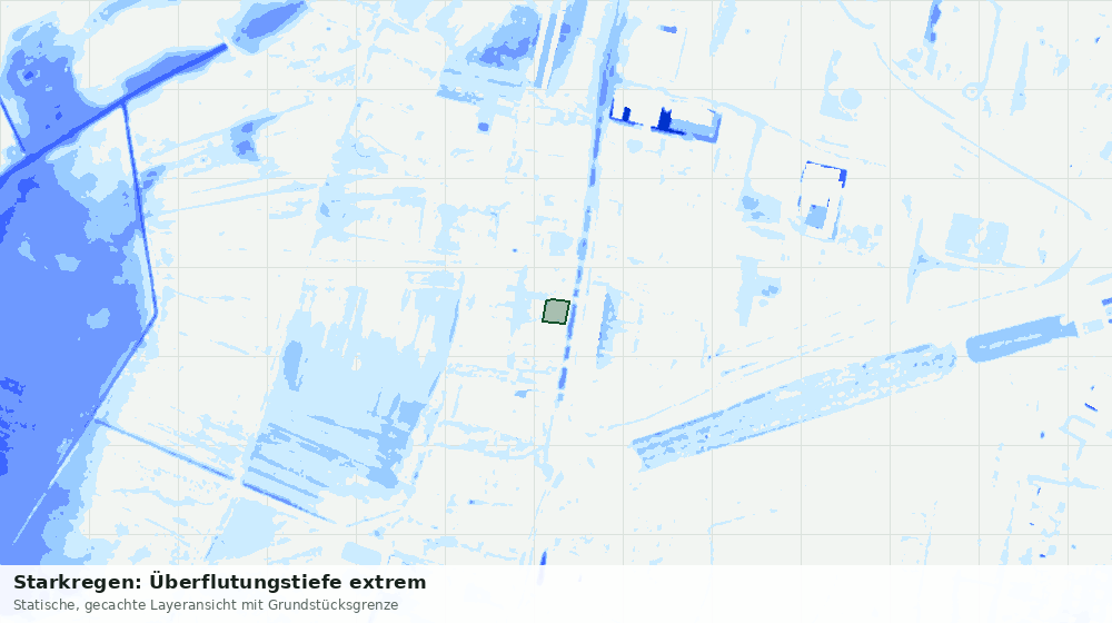 Statische Kartenansicht: Starkregen: Überflutungstiefe extrem