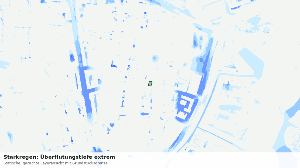 Statische Kartenansicht: Starkregen: Überflutungstiefe extrem