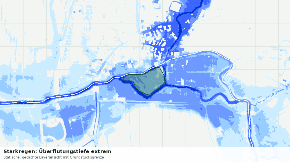 Statische Kartenansicht: Starkregen: Überflutungstiefe extrem