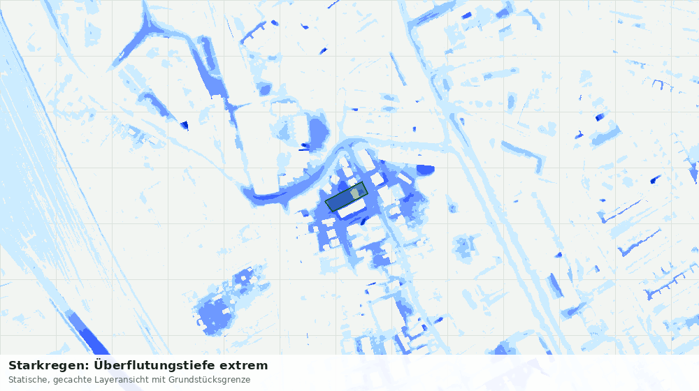Statische Kartenansicht: Starkregen: Überflutungstiefe extrem