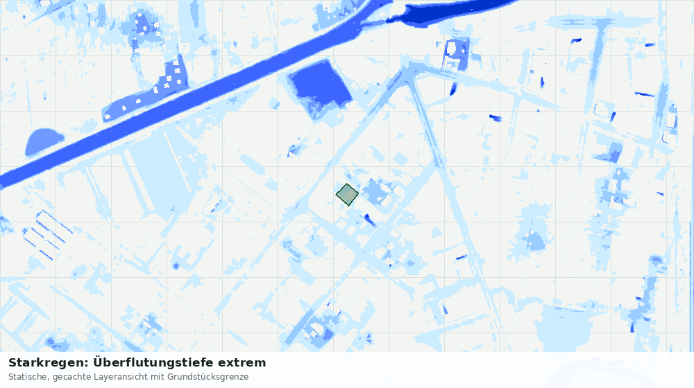Statische Kartenansicht: Starkregen: Überflutungstiefe extrem