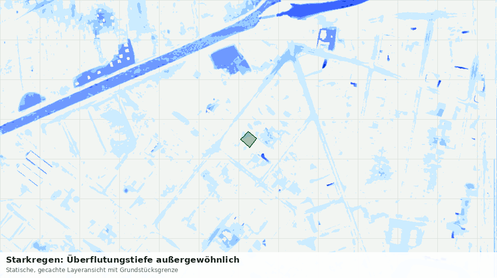Statische Kartenansicht: Starkregen: Überflutungstiefe außergewöhnlich