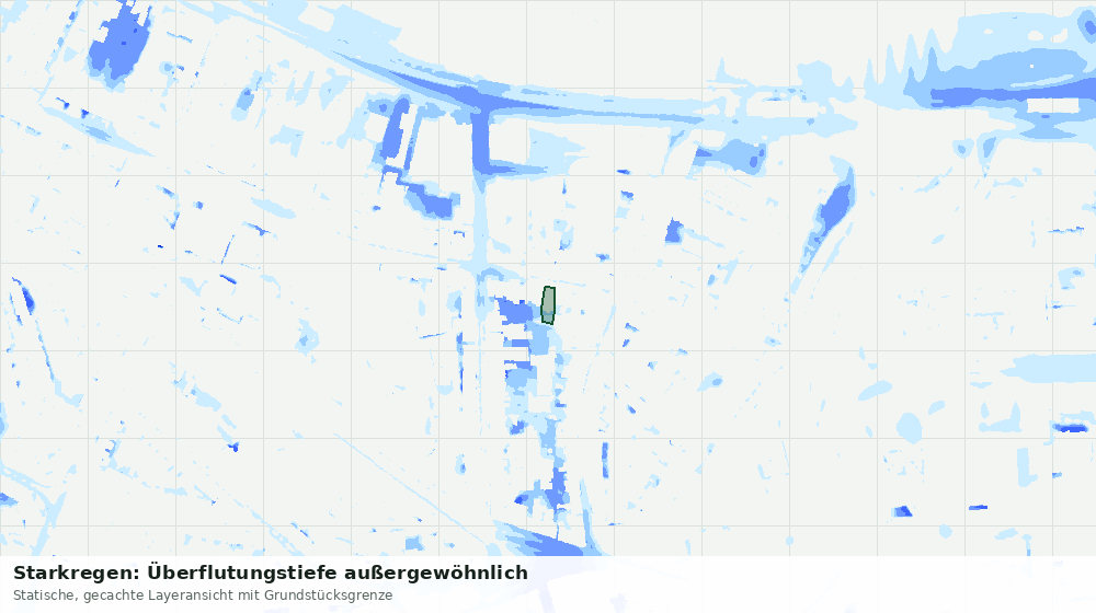 Statische Kartenansicht: Starkregen: Überflutungstiefe außergewöhnlich
