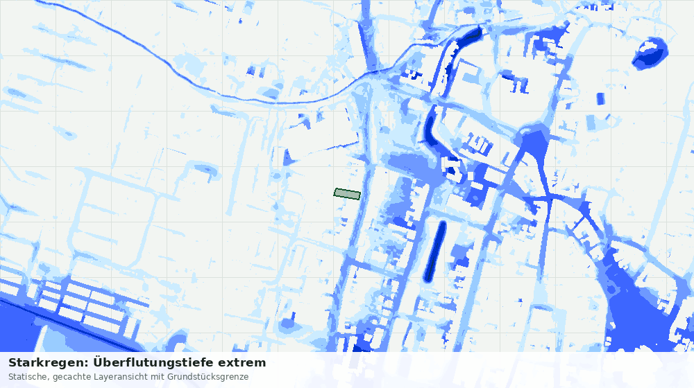 Statische Kartenansicht: Starkregen: Überflutungstiefe extrem