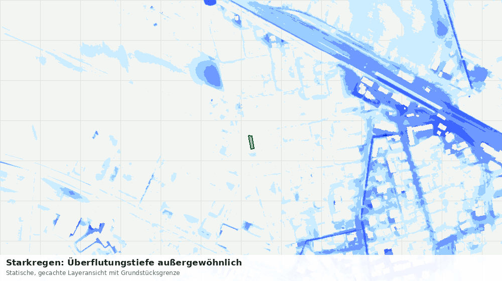 Statische Kartenansicht: Starkregen: Überflutungstiefe außergewöhnlich