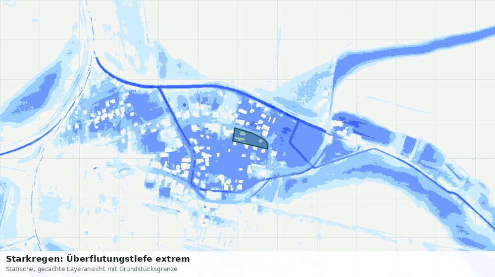 Statische Kartenansicht: Starkregen: Überflutungstiefe extrem