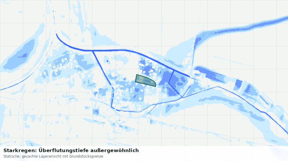 Statische Kartenansicht: Starkregen: Überflutungstiefe außergewöhnlich