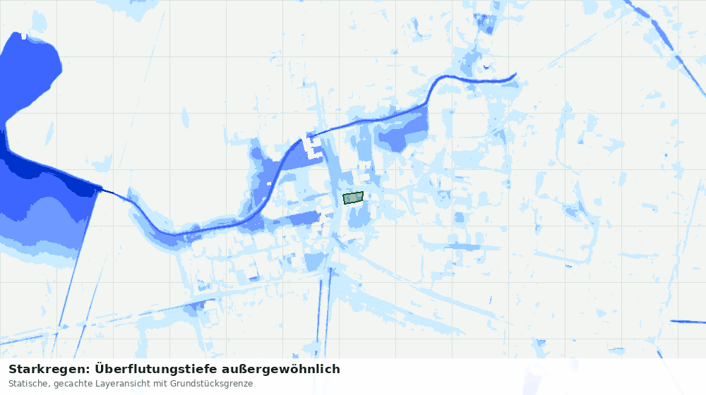 Statische Kartenansicht: Starkregen: Überflutungstiefe außergewöhnlich