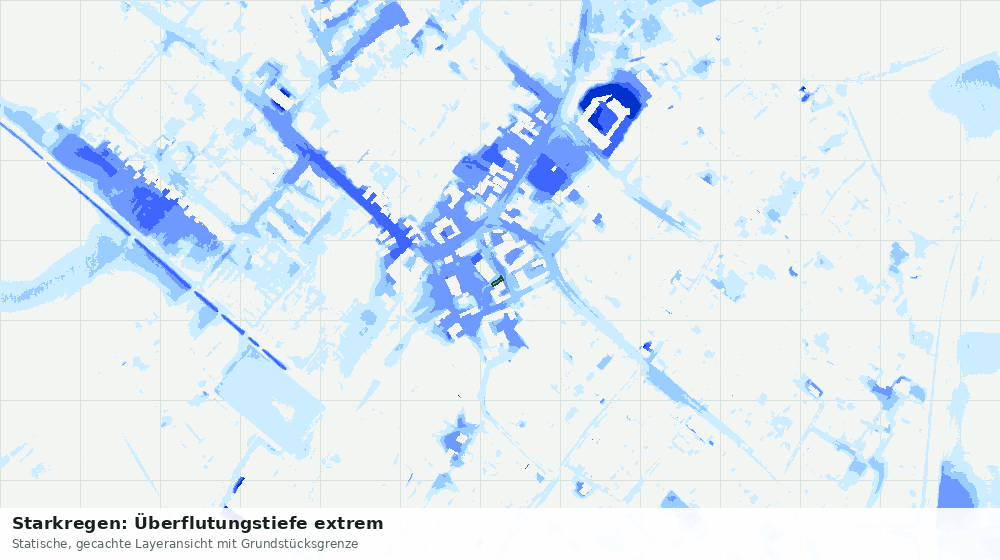 Statische Kartenansicht: Starkregen: Überflutungstiefe extrem