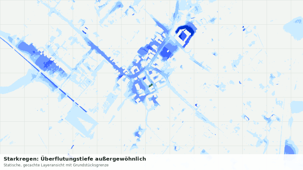 Statische Kartenansicht: Starkregen: Überflutungstiefe außergewöhnlich