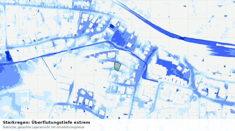Statische Kartenansicht: Starkregen: Überflutungstiefe extrem