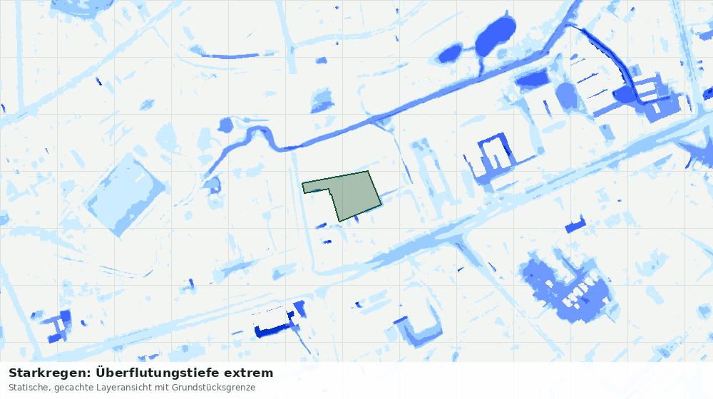 Statische Kartenansicht: Starkregen: Überflutungstiefe extrem
