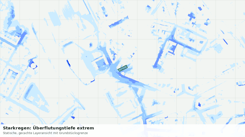 Statische Kartenansicht: Starkregen: Überflutungstiefe extrem