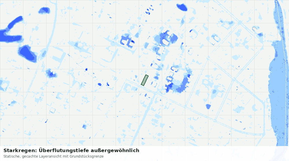Statische Kartenansicht: Starkregen: Überflutungstiefe außergewöhnlich