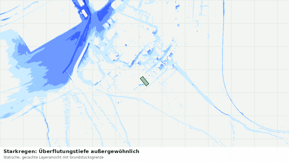 Statische Kartenansicht: Starkregen: Überflutungstiefe außergewöhnlich
