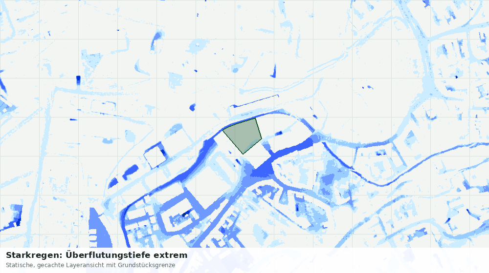 Statische Kartenansicht: Starkregen: Überflutungstiefe extrem