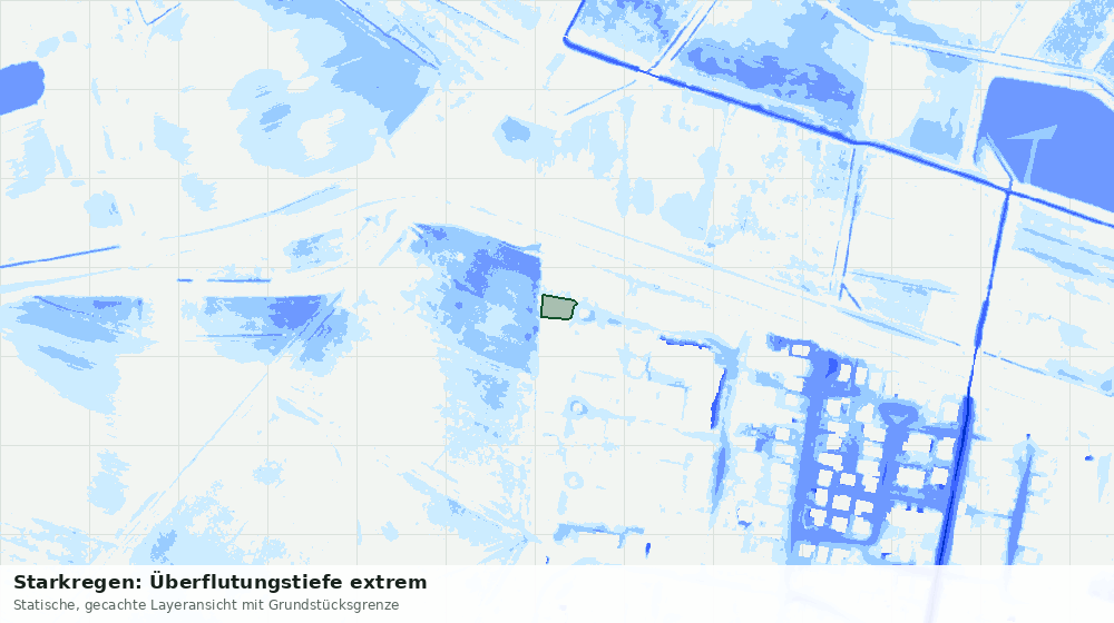 Statische Kartenansicht: Starkregen: Überflutungstiefe extrem