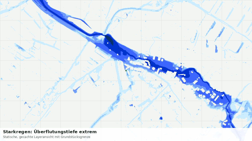 Statische Kartenansicht: Starkregen: Überflutungstiefe extrem