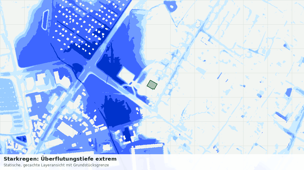 Statische Kartenansicht: Starkregen: Überflutungstiefe extrem