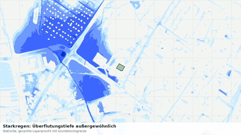 Statische Kartenansicht: Starkregen: Überflutungstiefe außergewöhnlich
