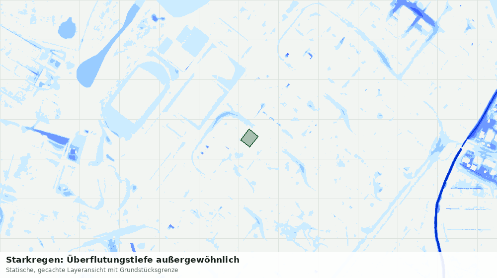 Statische Kartenansicht: Starkregen: Überflutungstiefe außergewöhnlich