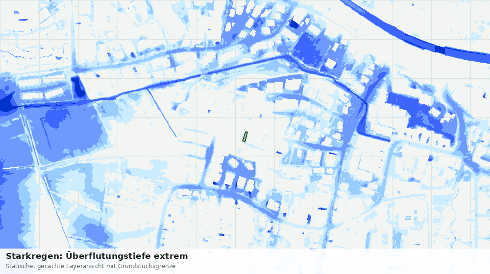 Statische Kartenansicht: Starkregen: Überflutungstiefe extrem