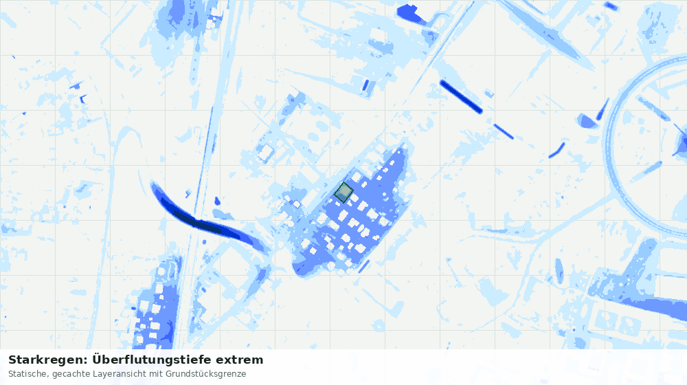 Statische Kartenansicht: Starkregen: Überflutungstiefe extrem