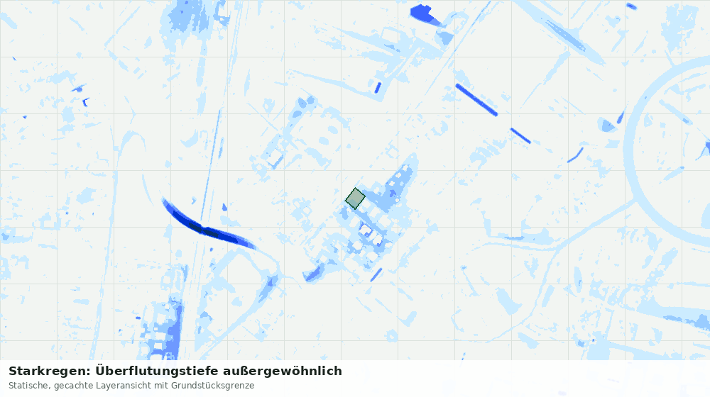Statische Kartenansicht: Starkregen: Überflutungstiefe außergewöhnlich
