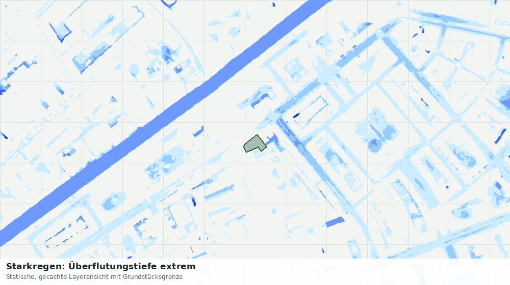 Statische Kartenansicht: Starkregen: Überflutungstiefe extrem
