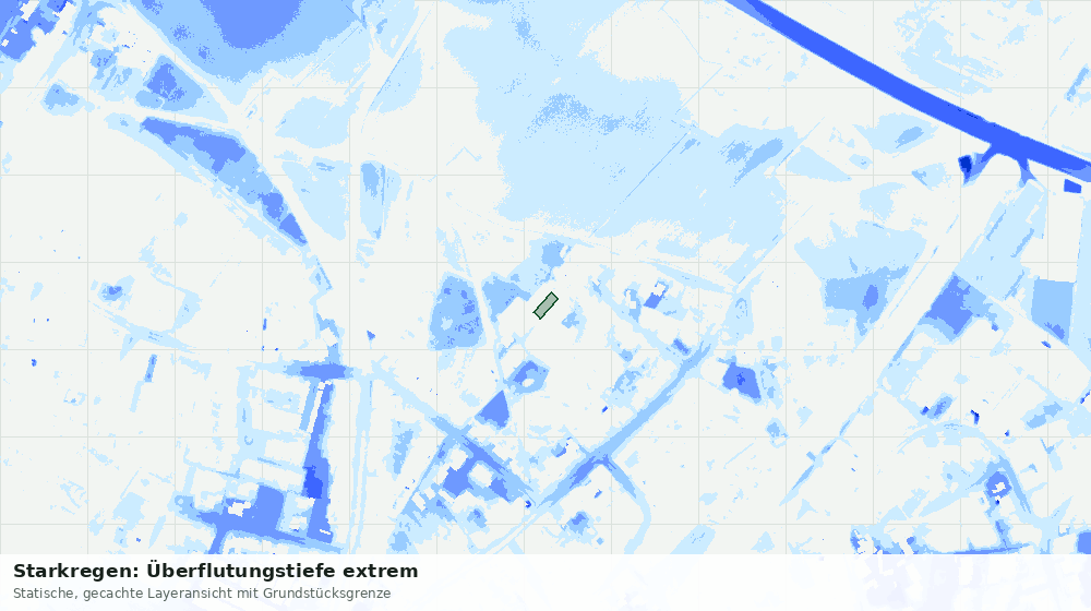Statische Kartenansicht: Starkregen: Überflutungstiefe extrem