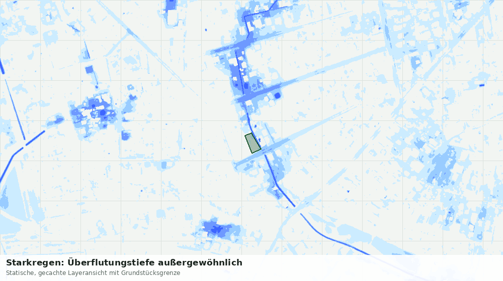 Statische Kartenansicht: Starkregen: Überflutungstiefe außergewöhnlich
