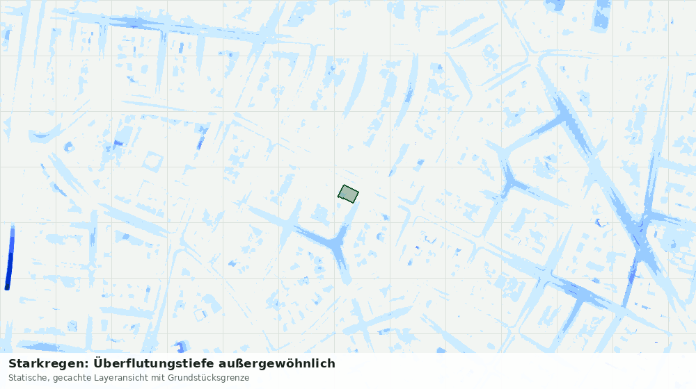 Statische Kartenansicht: Starkregen: Überflutungstiefe außergewöhnlich