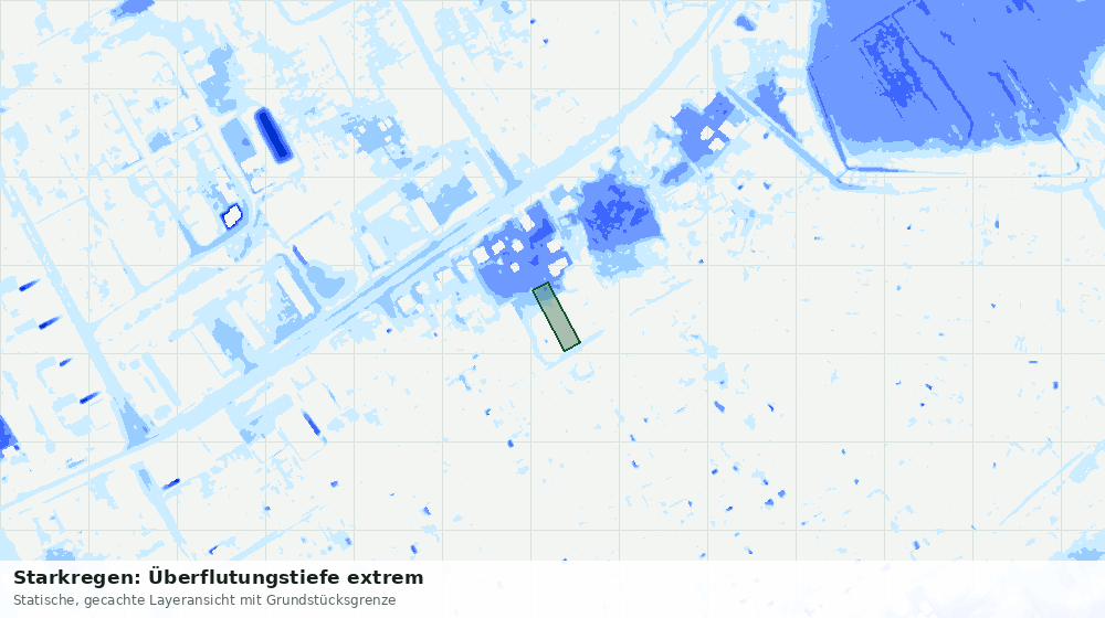 Statische Kartenansicht: Starkregen: Überflutungstiefe extrem