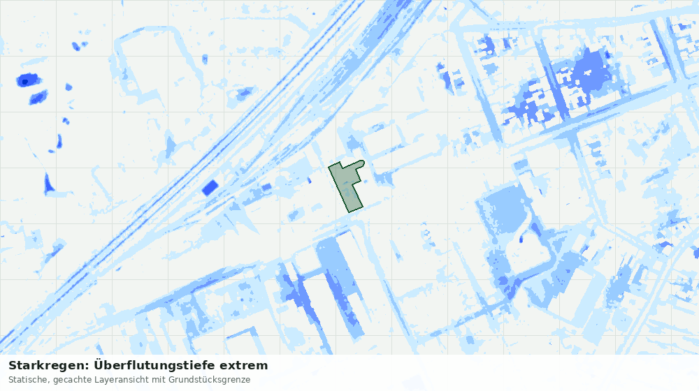 Statische Kartenansicht: Starkregen: Überflutungstiefe extrem