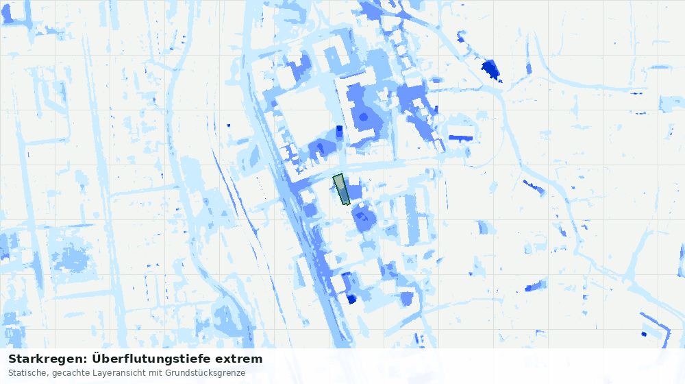 Statische Kartenansicht: Starkregen: Überflutungstiefe extrem