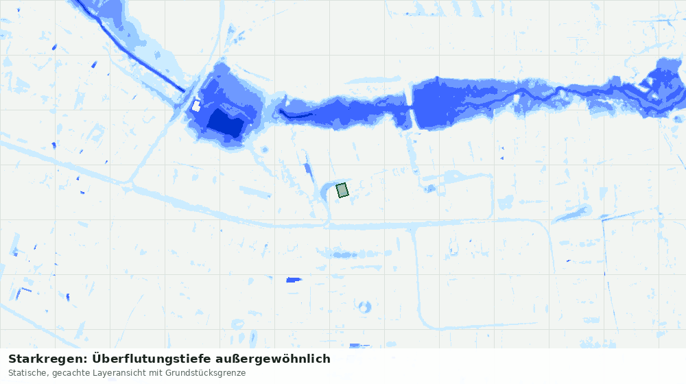 Statische Kartenansicht: Starkregen: Überflutungstiefe außergewöhnlich