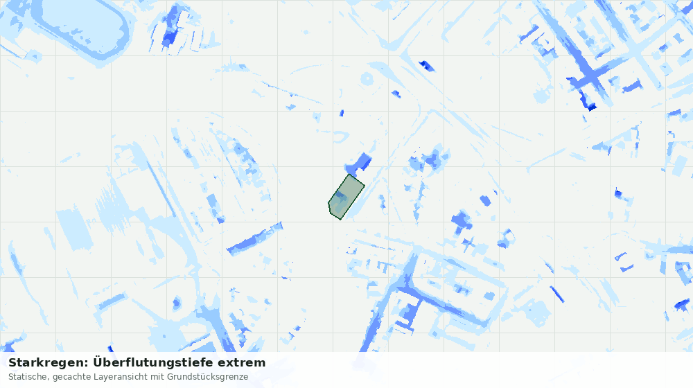 Statische Kartenansicht: Starkregen: Überflutungstiefe extrem