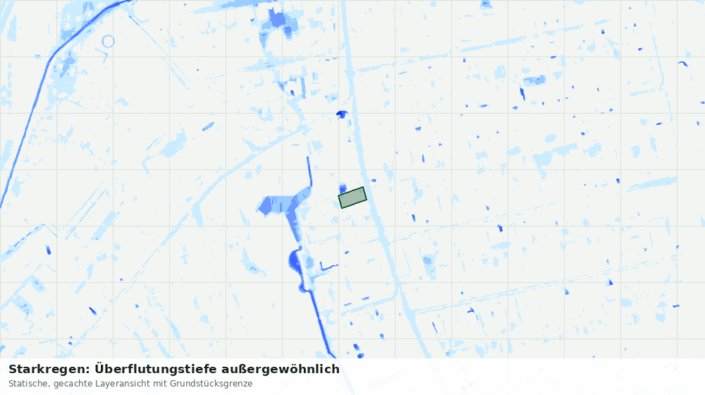Statische Kartenansicht: Starkregen: Überflutungstiefe außergewöhnlich