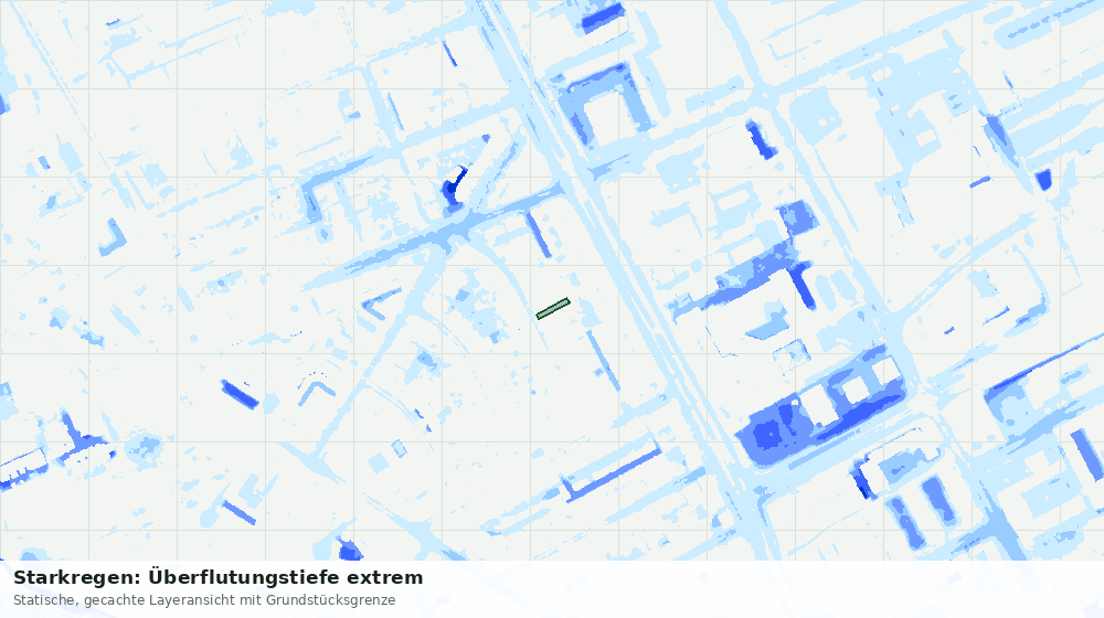 Statische Kartenansicht: Starkregen: Überflutungstiefe extrem