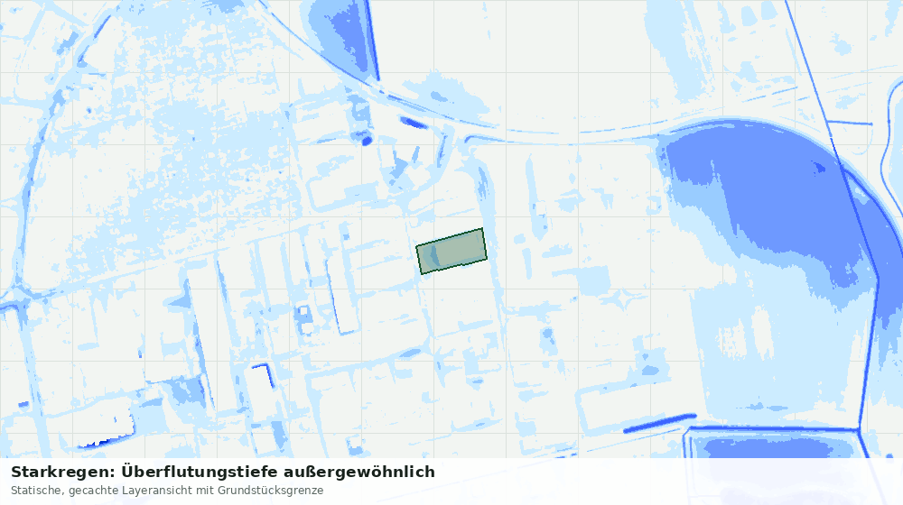 Statische Kartenansicht: Starkregen: Überflutungstiefe außergewöhnlich