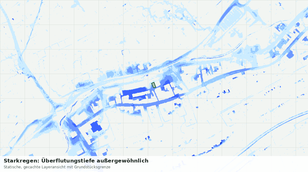 Statische Kartenansicht: Starkregen: Überflutungstiefe außergewöhnlich