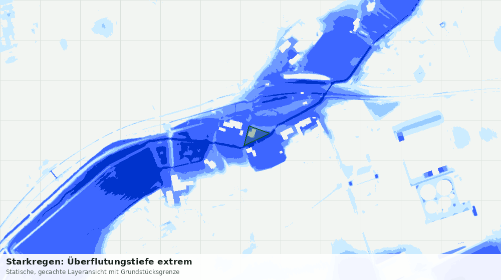 Statische Kartenansicht: Starkregen: Überflutungstiefe extrem