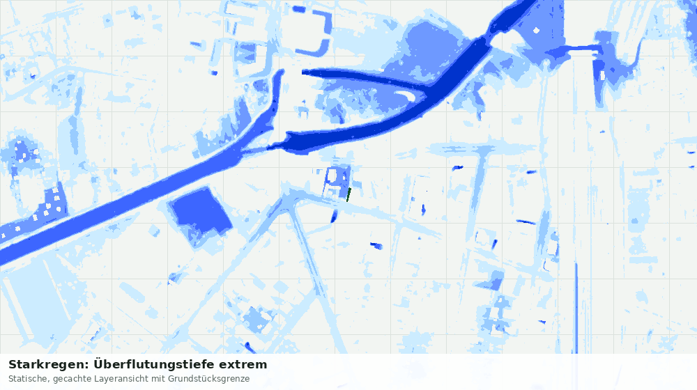 Statische Kartenansicht: Starkregen: Überflutungstiefe extrem