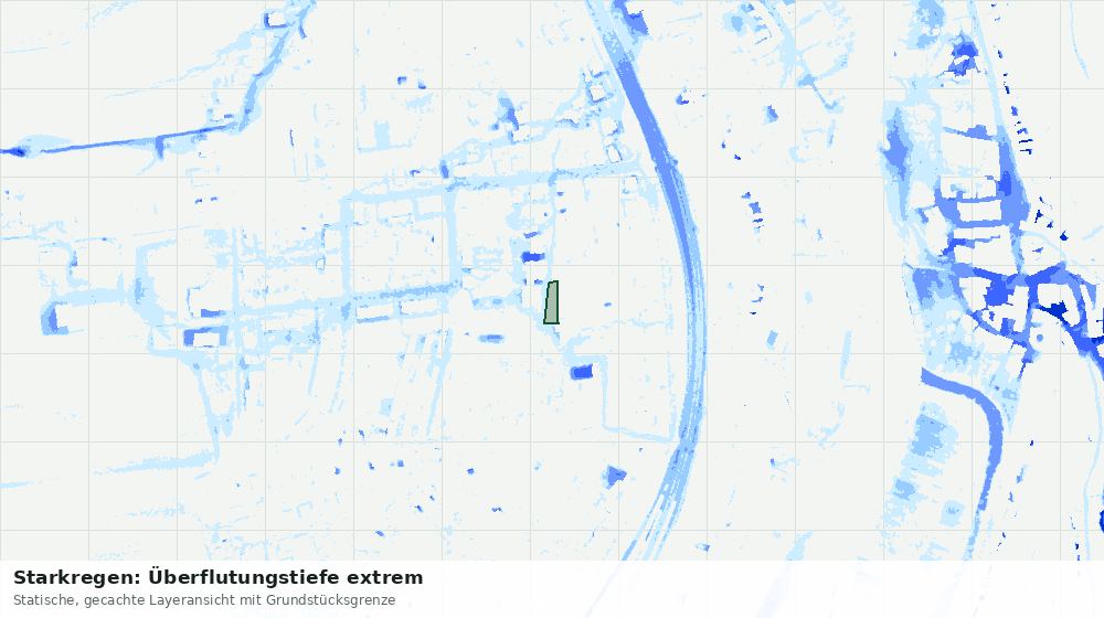 Statische Kartenansicht: Starkregen: Überflutungstiefe extrem