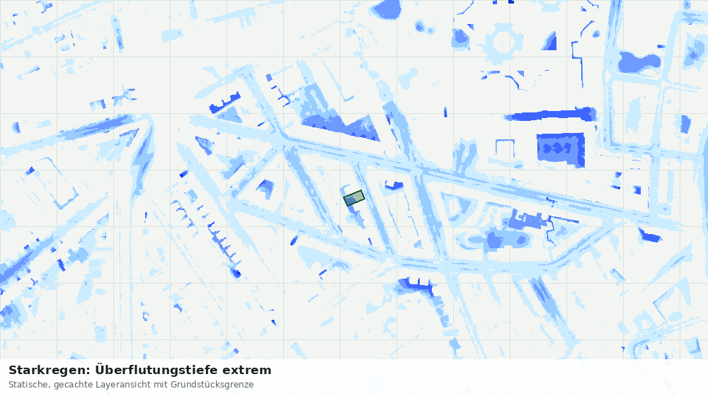 Statische Kartenansicht: Starkregen: Überflutungstiefe extrem